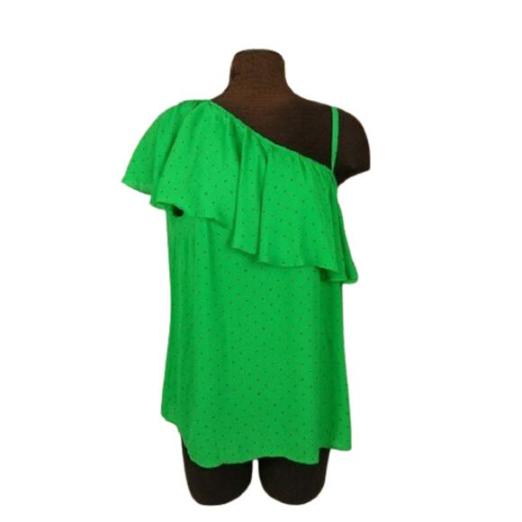 Torrid Polka Dot Georgette One Shoulder Top Size 1 - Picture 9 of 10